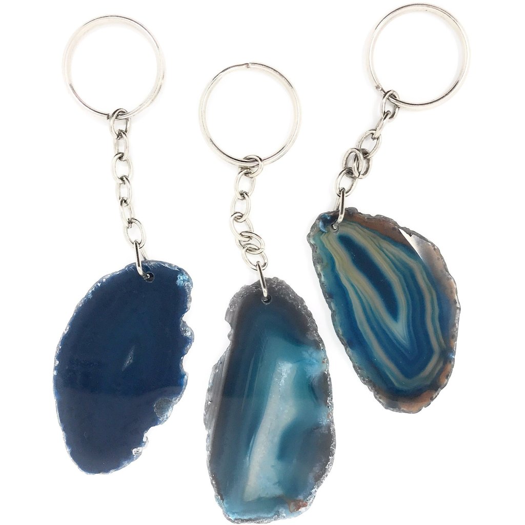 Mix Coloured Agate Keychain 1pc