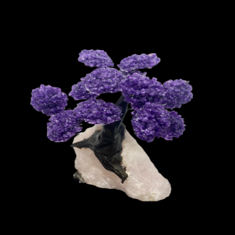 Large Amethyst on Rose Quartz Tree - Natural Amethyst Chakra Crystal Tree