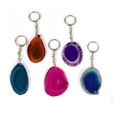 Mix Coloured Agate Keychain 1pc