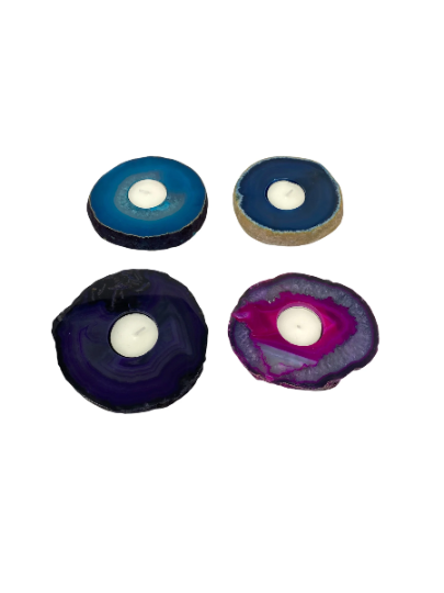 Blue Agate Colour Candle Holder 1pc
