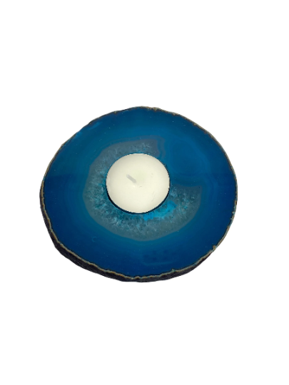 Blue Agate Colour Candle Holder 1pc