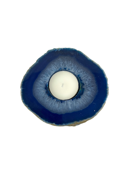 Blue Agate Colour Candle Holder 1pc