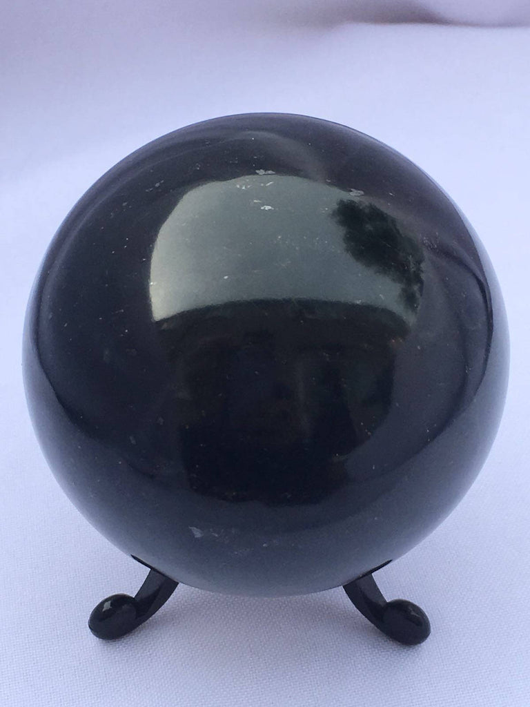 Dark green Nephrite Jade Sphere 63mm 484grams