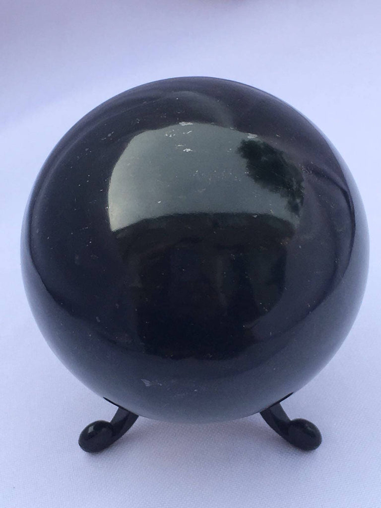 Dark green Nephrite Jade Sphere 63mm 484grams