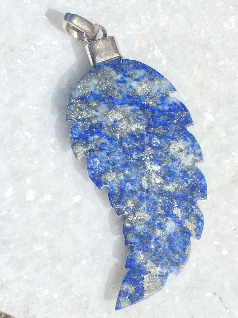 Hand Carved Lapis Lazuli Leaf