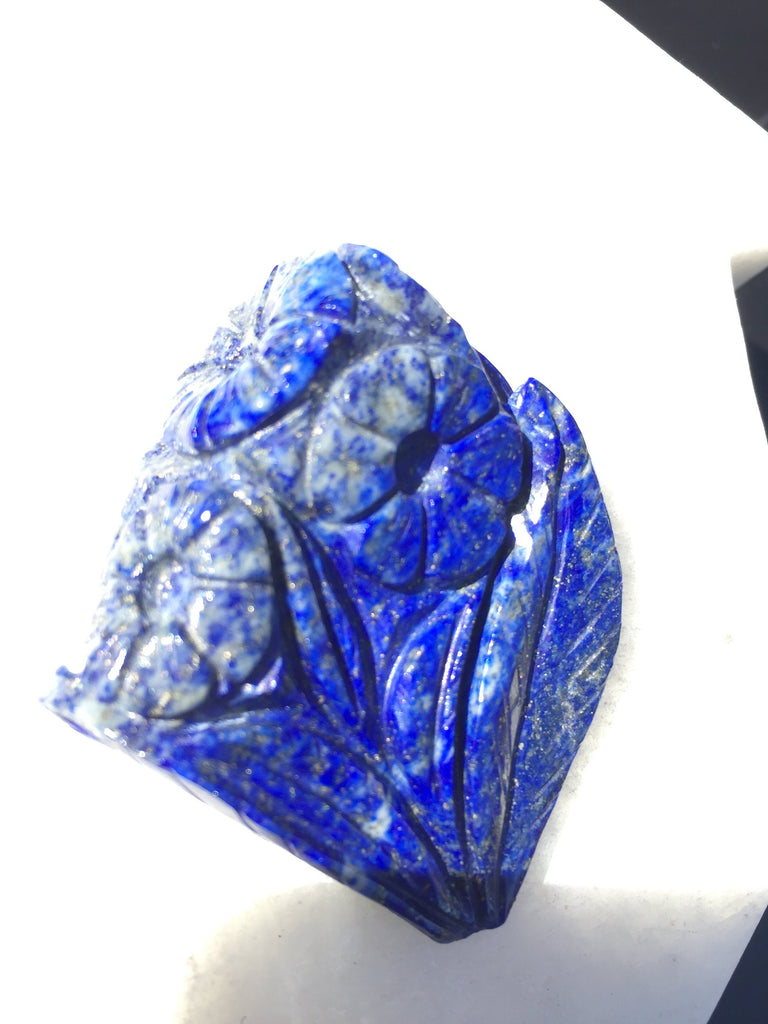 Lapis Lazuli Flower two sidedness Carving