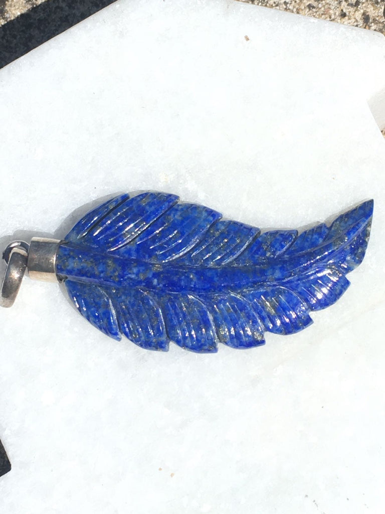 Hand Carved Lapis Lazuli Leaf