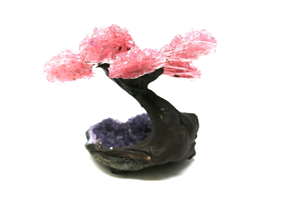 Small Rose Quartz Clustered Gemstone Tree 3 Branches  (The Relaxation Tree)