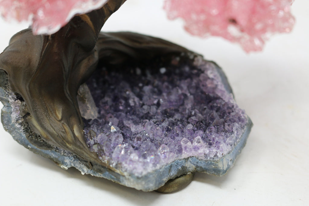 Small Rose Quartz Clustered Gemstone Tree 3 Branches  (The Relaxation Tree)