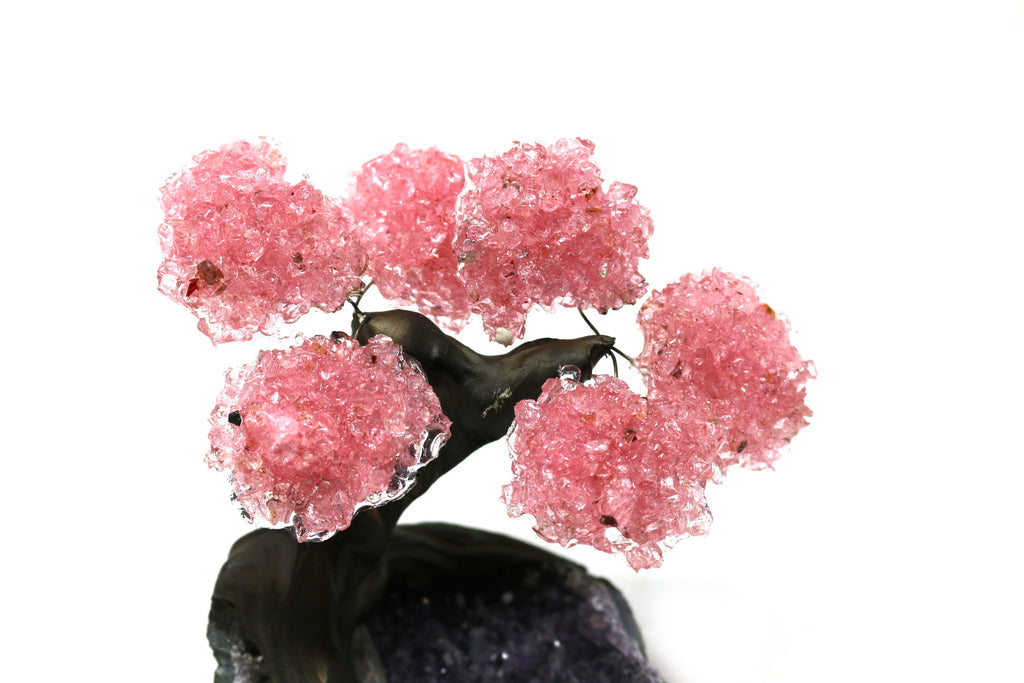 Small Rose Quartz Clustered Gemstone Tree 3 Branches  (The Relaxation Tree)