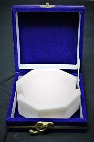 Set of 4 Mangano Calcite Coasters with Octagon Shaped Marble coaster holder