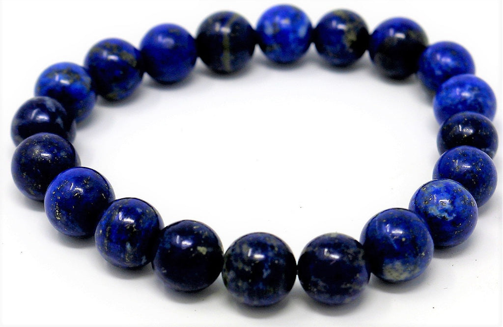 Lapis Lazuli Beaded Bracelet 10mm - Bead Stretch Bracelet - Friendship Bracelet - Blue Gemstone Focus Bracelet Jewellery for Men Women