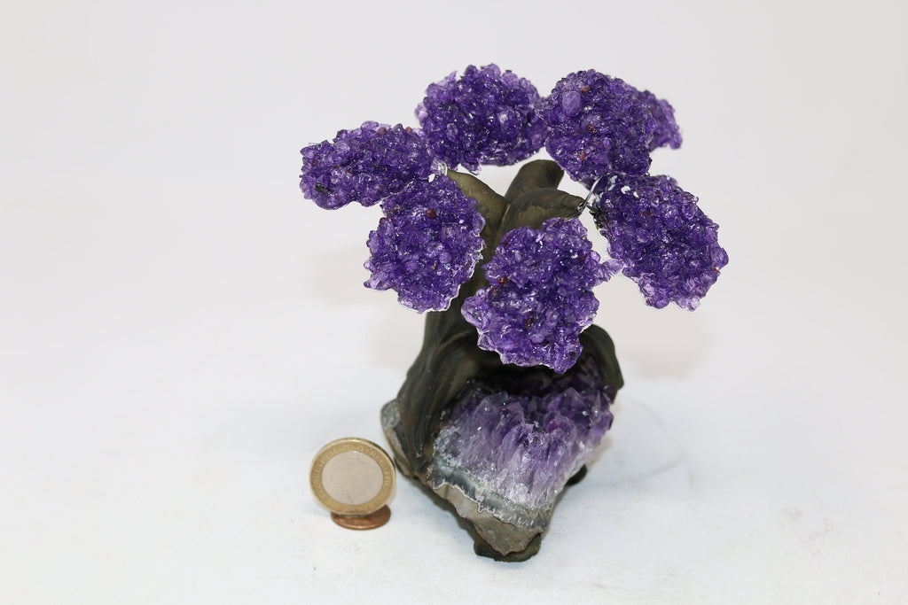 15 Branch Large Amethyst Clustered Gemstone Tree on Amethyst Cluster (Next day Free shipping order before 2pm)