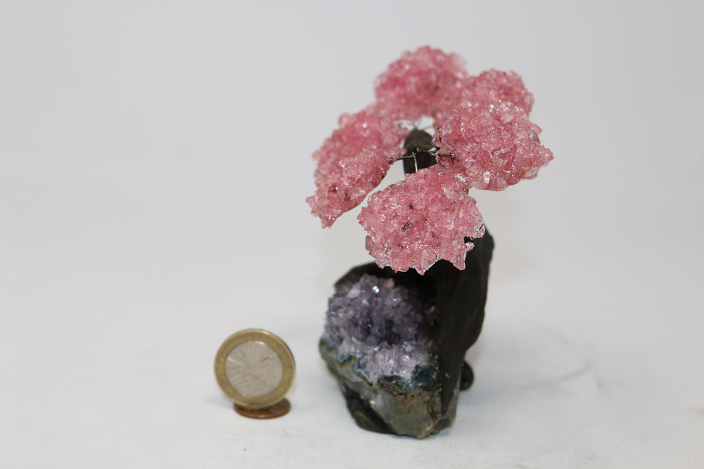 Small Rose Quartz Clustered Gemstone Tree 3 Branches  (The Relaxation Tree)