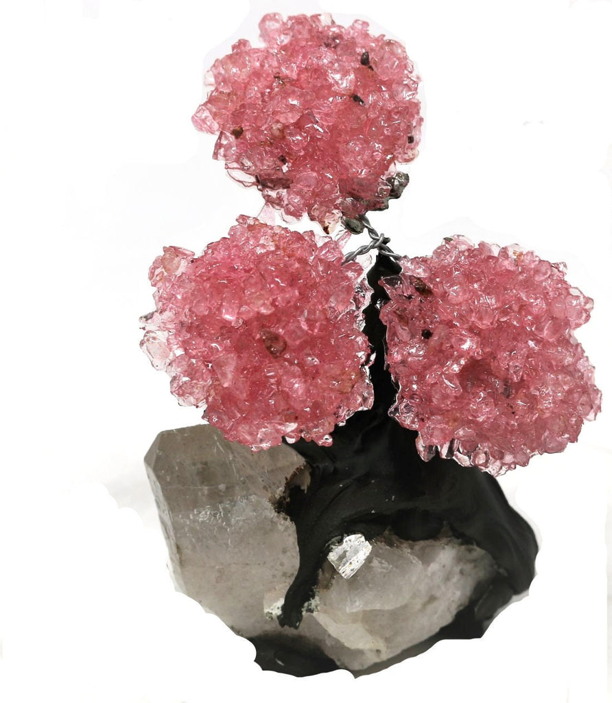 X Small Rose Quartz Tree on Clear Quartz Base