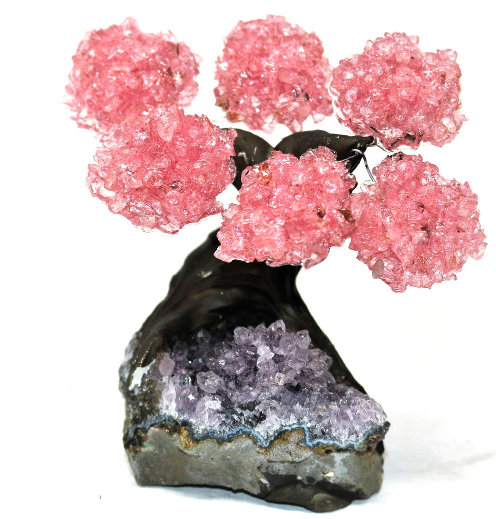 48HR PRIME DELIVERY!!! Small Rose Quartz Tree on Amethyst Cluster Base (Bonsai Tree)