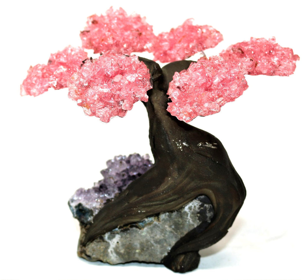 48HR PRIME DELIVERY!!! Small Rose Quartz Tree on Amethyst Cluster Base (Bonsai Tree)