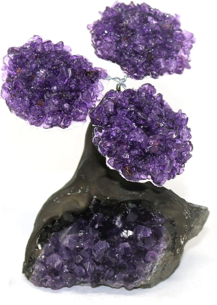 3 Branch XSmall Amethyst  Quartz Clustered Gemstone Tree on Amethyst Cluster (The Relaxation Tree)