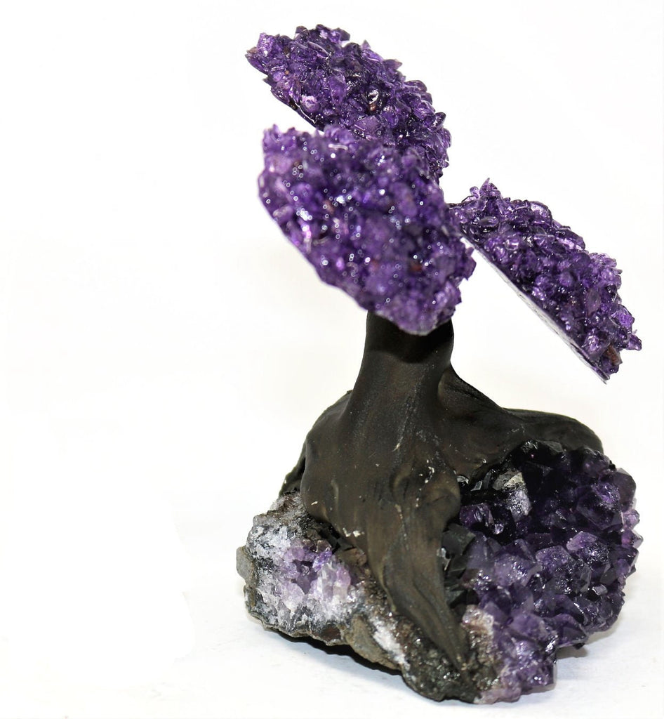 3 Branch XSmall Amethyst  Quartz Clustered Gemstone Tree on Amethyst Cluster (The Relaxation Tree)