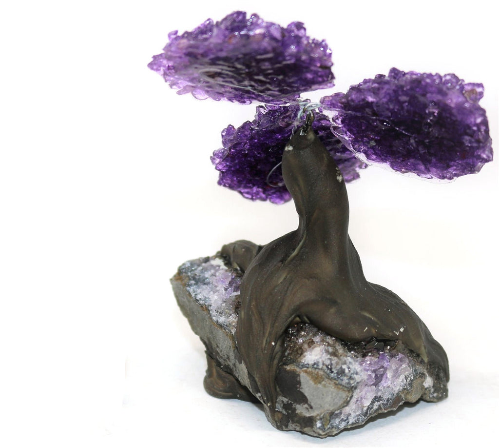 3 Branch XSmall Amethyst  Quartz Clustered Gemstone Tree on Amethyst Cluster (The Relaxation Tree)
