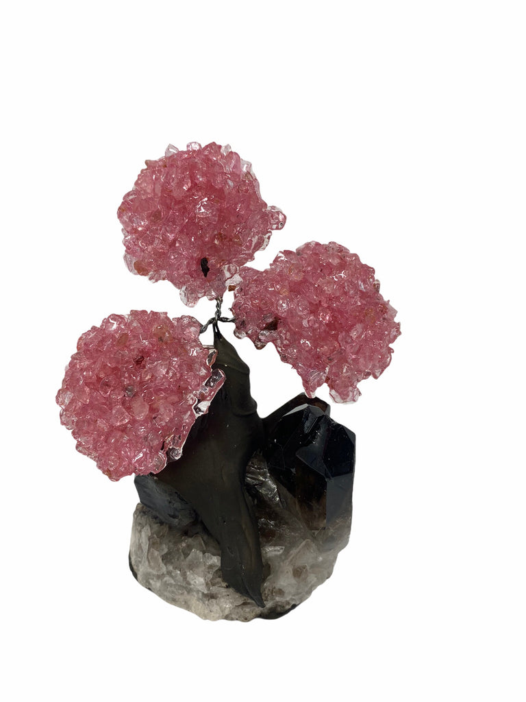 48hrs Tracked Delivery *Free*XSmall Rose Quartz Clustered Gemstone Tree on Smoky Quartz Matrix (The Relaxation Tree)