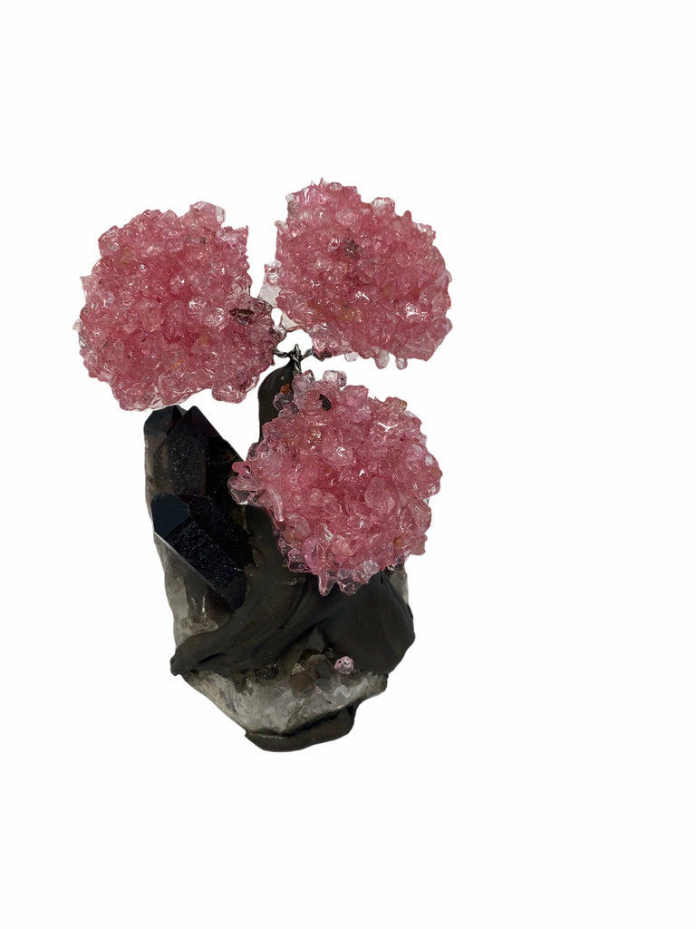 48hrs Tracked Delivery *Free*XSmall Rose Quartz Clustered Gemstone Tree on Smoky Quartz Matrix (The Relaxation Tree)