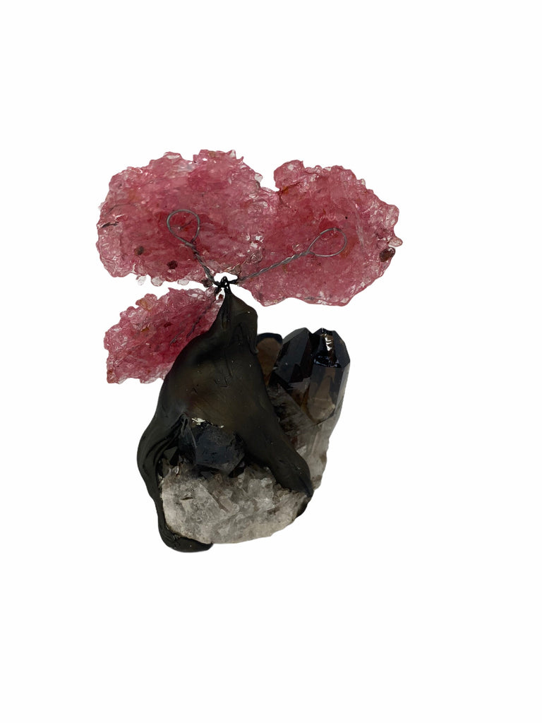 48hrs Tracked Delivery *Free*XSmall Rose Quartz Clustered Gemstone Tree on Smoky Quartz Matrix (The Relaxation Tree)