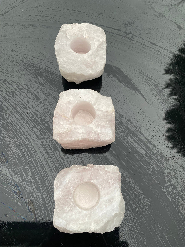 Set of Three Rose Quartz Tea light