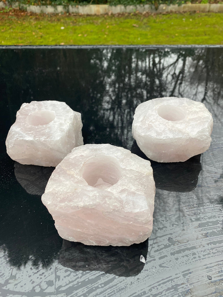 Set of Three Rose Quartz Tea light