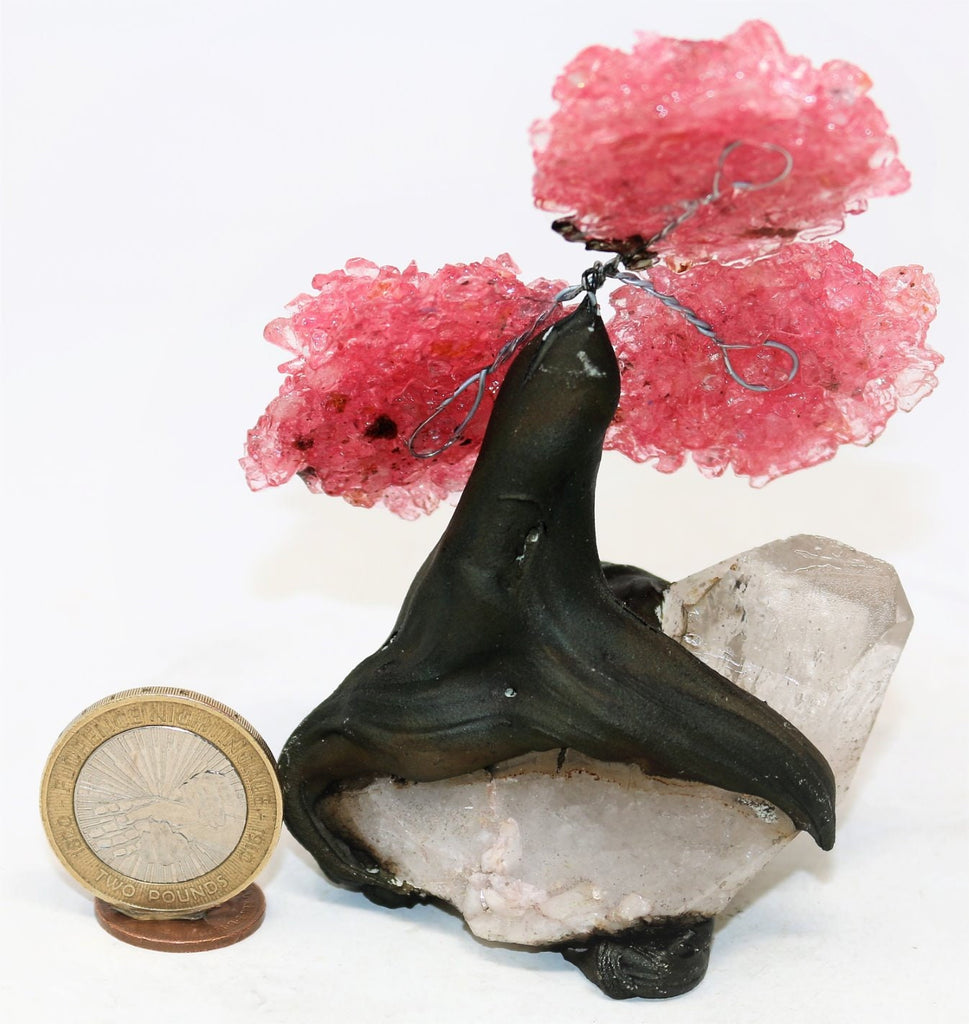 Rose Quartz on Amethyst Geode Tree - Rose Quartz Geode Tree On Amethyst Geode  Free UK 48 Hours Tracked Delivery