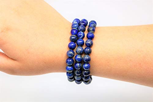 Lapis Lazuli Beaded Bracelet 8mm - Gemstone Bracelet - Bead Stretch Bracelet -  Blue Gemstone Focus Bracelet Jewellery for Men Women