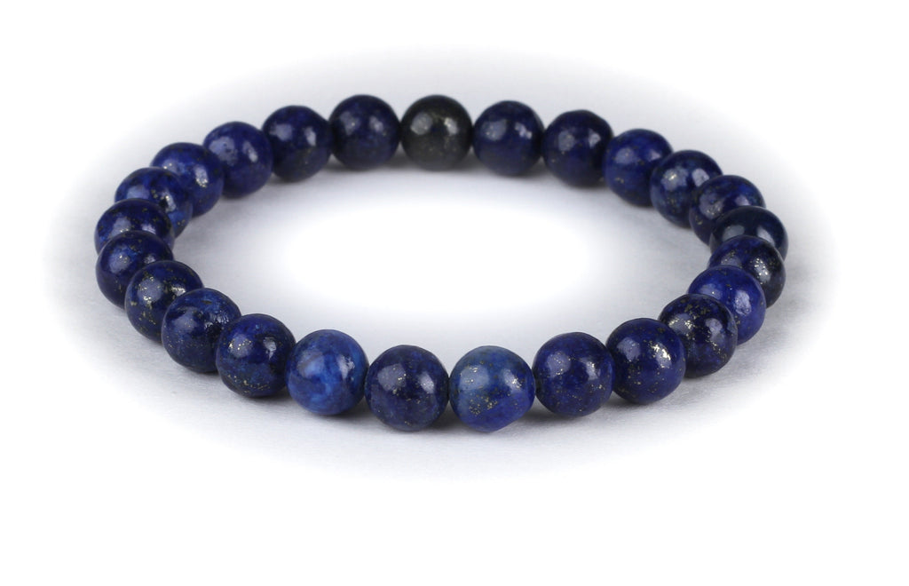 Lapis Lazuli Beaded Bracelet 6mm - Gemstone Bracelet - Bead Stretch Bracelet -  Blue Gemstone Focus Bracelet Jewellery for Men Women