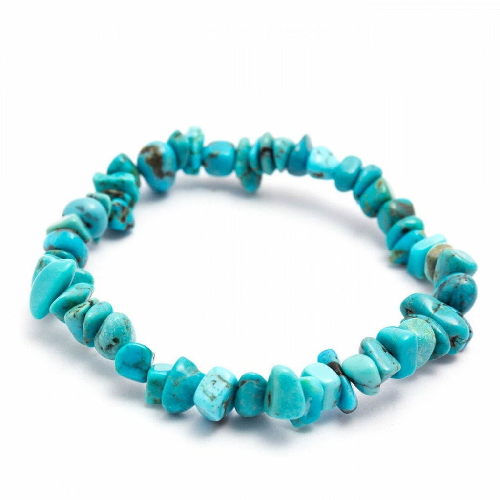 Turquoise Chip Bracelet 8mm - Precious Gemstone Chip Stretch Bracelet - Gemstone Healing Chakra Bracelet
