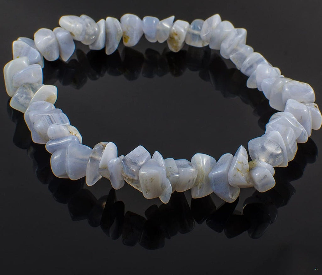 Blue Lace Chip Bracelet  - Natural Stone Healing Crystal Bracelets - Healing Stone Bracelet - Gemstones Crystal Unisex