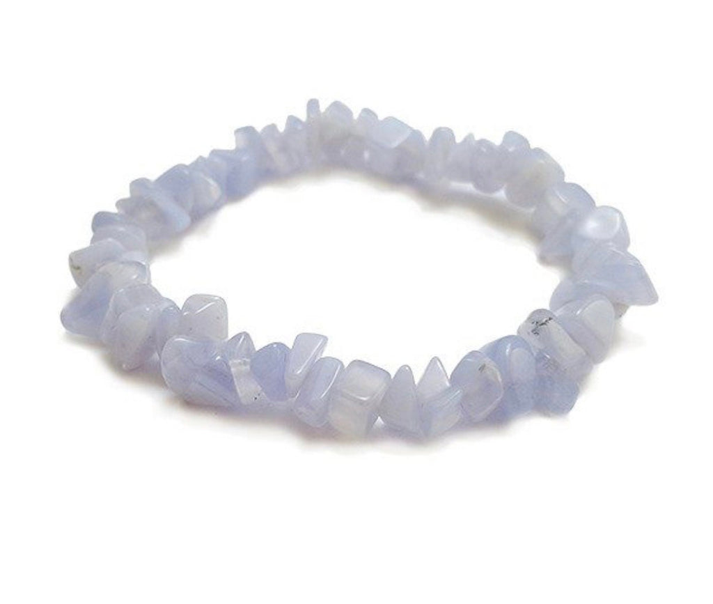 Blue Lace Chip Bracelet  - Natural Stone Healing Crystal Bracelets - Healing Stone Bracelet - Gemstones Crystal Unisex