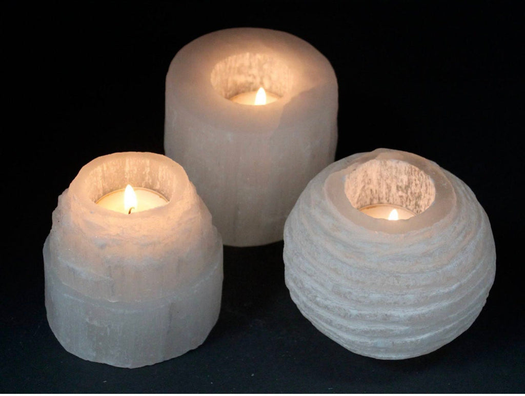 Selenite Tower Candle Holder