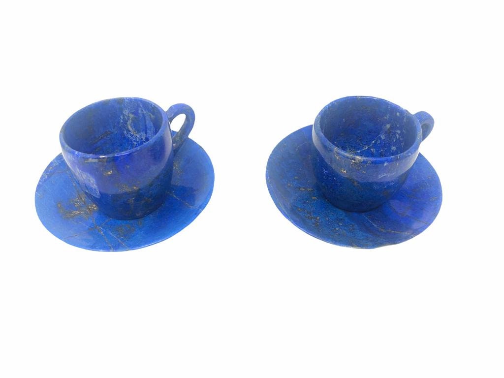 Deep Blue Lapis Lazuli Cup & Saucer- 6x6x1cm