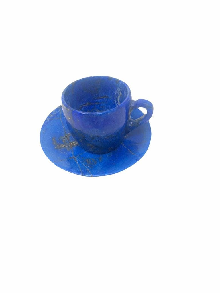 Deep Blue Lapis Lazuli Cup & Saucer- 6x6x1cm