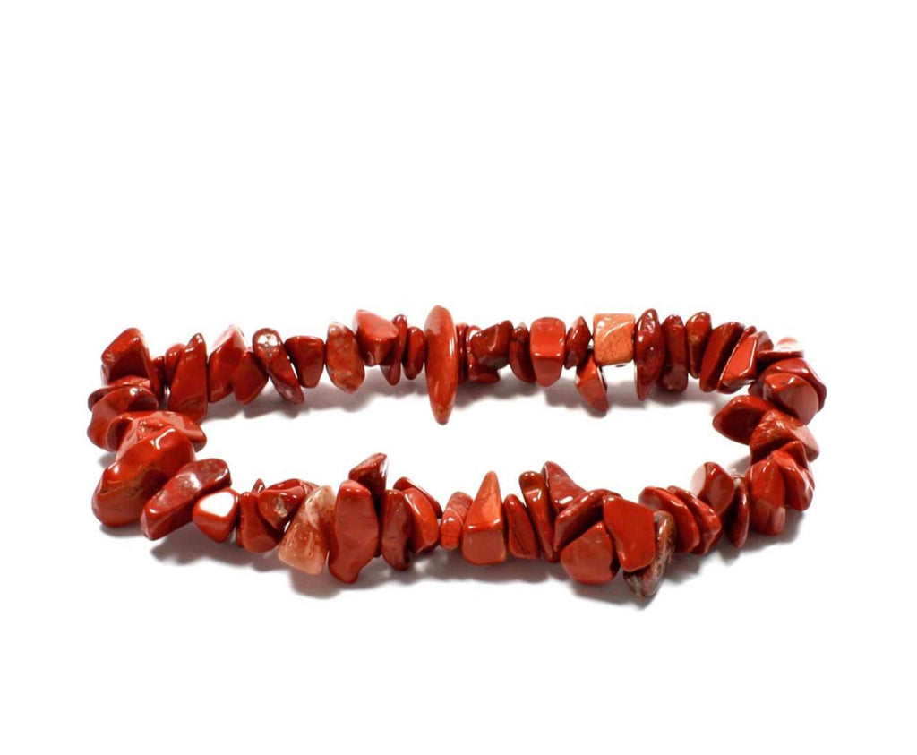 Red Jasper Chip Bracelet 8mm - Energy Stone Stretch Bracelet