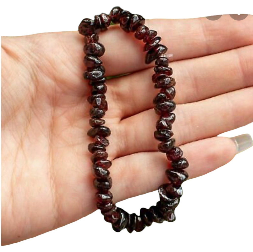 Red Garnet  Chip Bracelet  - Natural Stone Healing Stone Bracelet - Gemstones Crystal Unisex