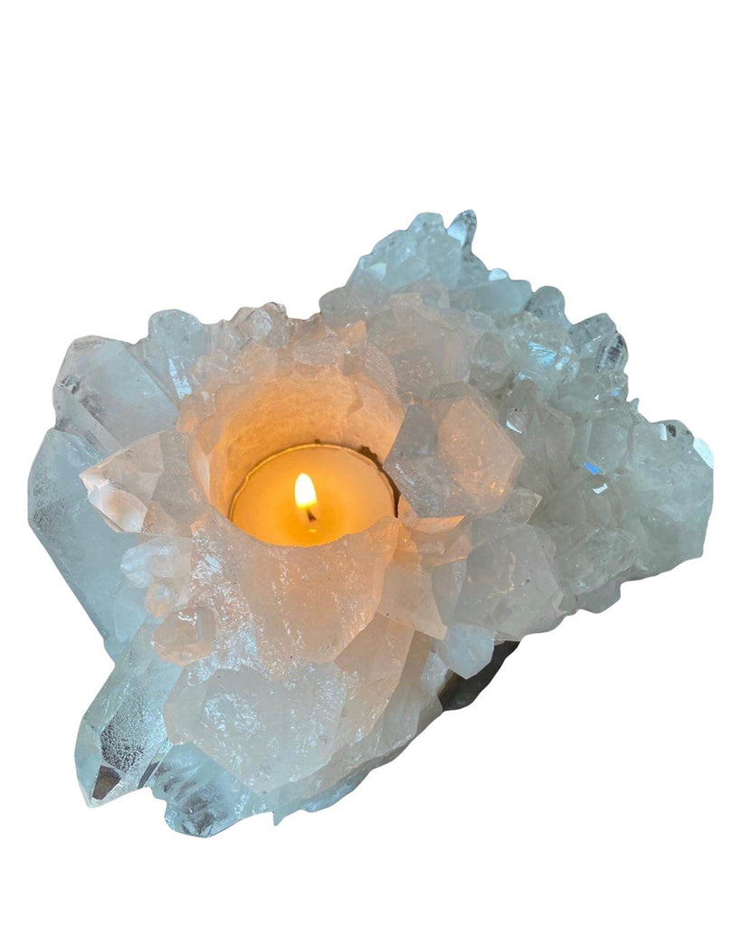 Natural Clear Quartz Candle Holder