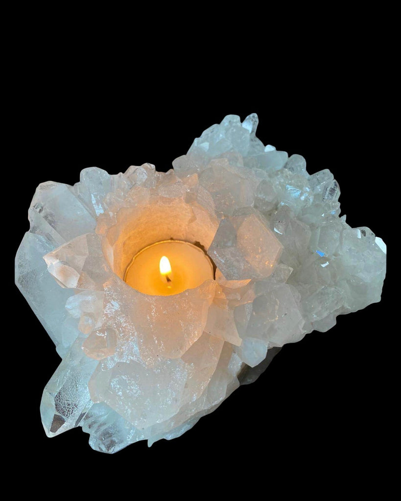 Natural Clear Quartz Candle Holder