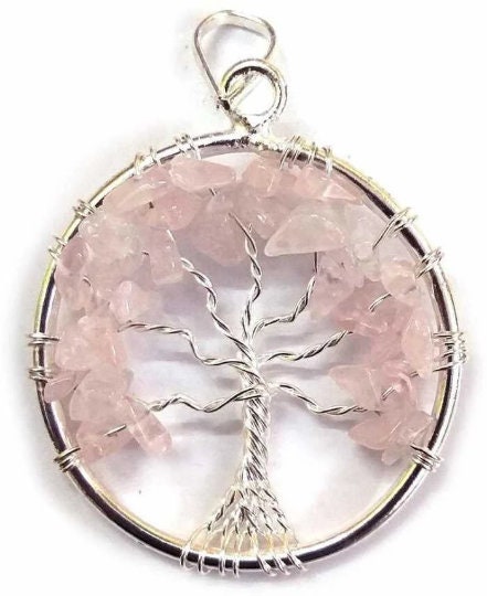 Rose Quartz Tree of Life Pendant