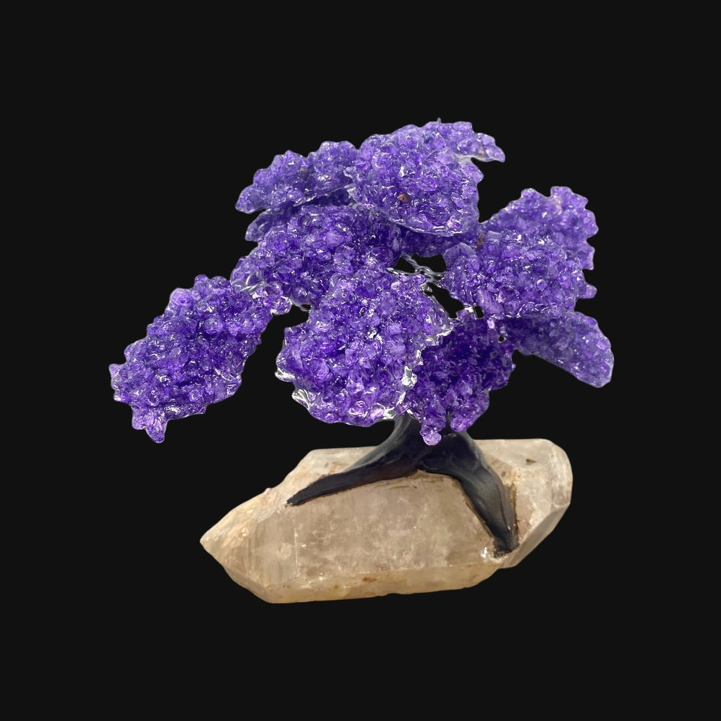 15 Branch Amethyst on Clear quartz point  Tree Natural Amethyst Chakra Crystal Tree *24hr Tracked Delivery Free*