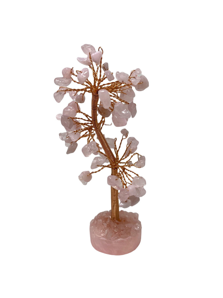 Rose Quartz Clustered on Rose Quartz Base Gemstone Tree