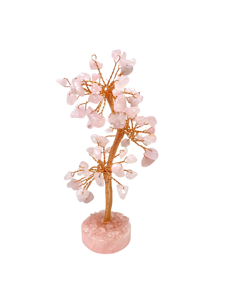 Rose Quartz Clustered on Rose Quartz Base Gemstone Tree