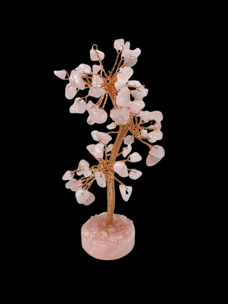 Rose Quartz Clustered on Rose Quartz Base Gemstone Tree