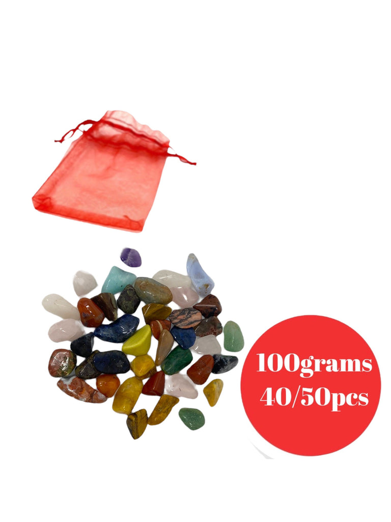 100 grams Small Mixed Tumblestone Bag with a Organaza Bag