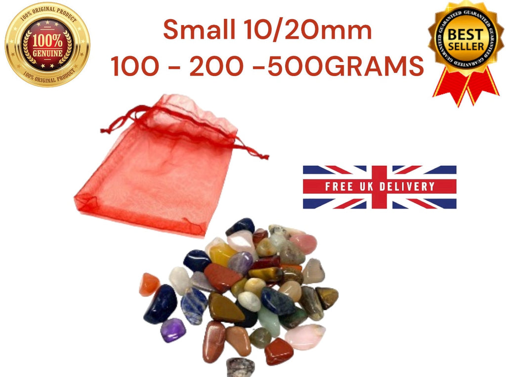 100 grams Small Mixed Tumblestone Bag with a Organza Bag