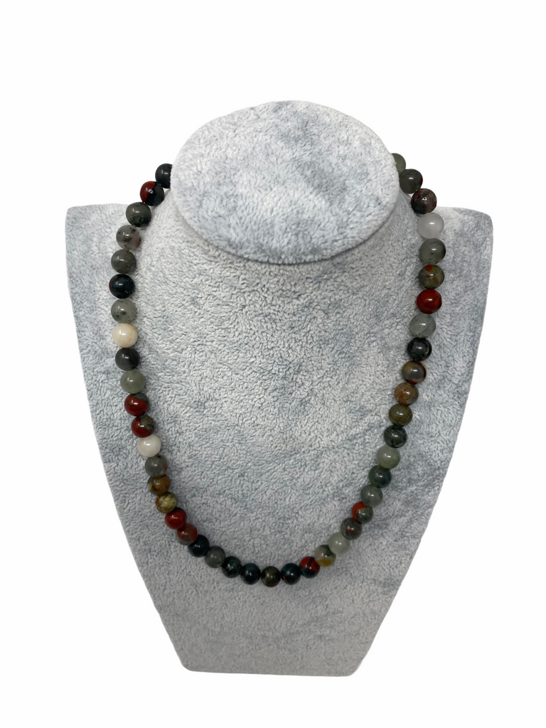 Bloodstone Beaded Necklace 8mm